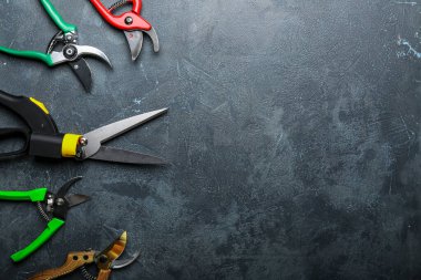 Koyu arkaplanda bahçıvanlık için budayıcılar