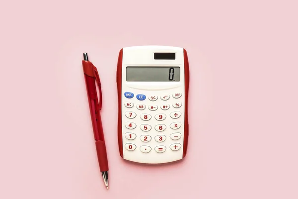 Calculatrice Numérique Stylo Sur Fond Couleur — Photo