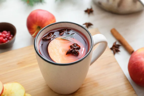 Cup Hot Mulled Wine Table — Stock Photo, Image