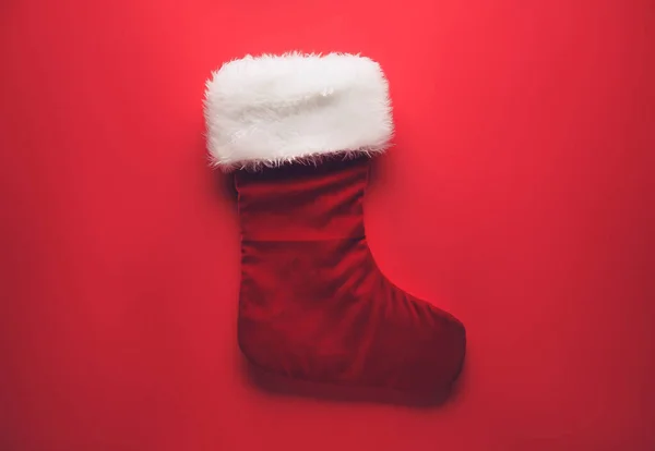 Skarpetka Świąteczna Tle Koloru — Zdjęcie stockowe