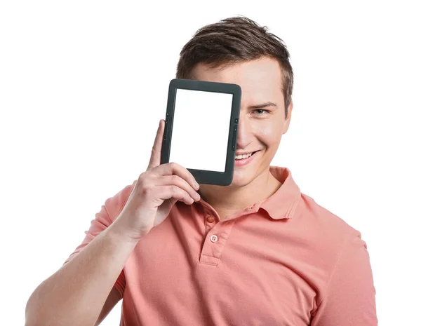 Young Man Reader White Background — Stock Photo, Image