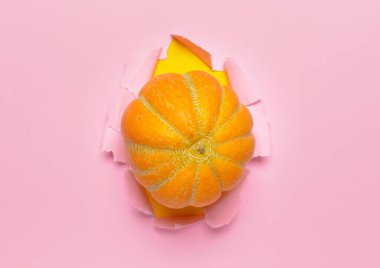 Yırtık kağıt üzerinde olgun kavun