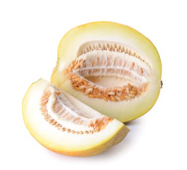 Beyaz arka planda tatlı olgun kavun