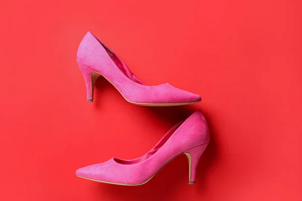 Zapatos Femeninos Sobre Fondo Color — Foto de Stock