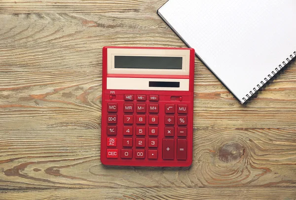 Modern Calculator Stationery Wooden Background — Stock Photo, Image