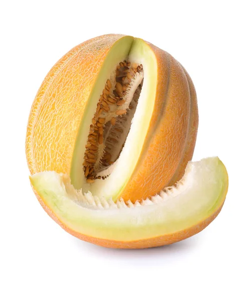 Söt Mogen Melon Vit Bakgrund — Stockfoto