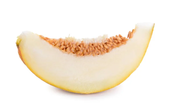 Scheibe Süße Reife Melone Auf Weißem Hintergrund — Stockfoto