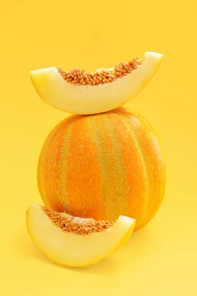 Söt Mogen Melon Färg Bakgrund — Stockfoto