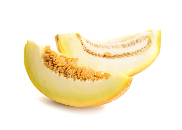 Süß Geschnittene Melone Auf Weißem Hintergrund — Stockfoto