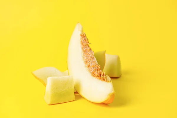 Sweet Cut Melon Color Background — Stock Photo, Image