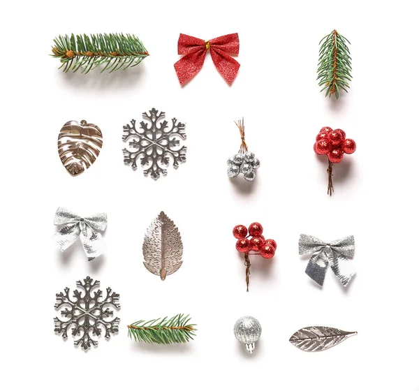 Hermosa Composición Navidad Sobre Fondo Blanco —  Fotos de Stock