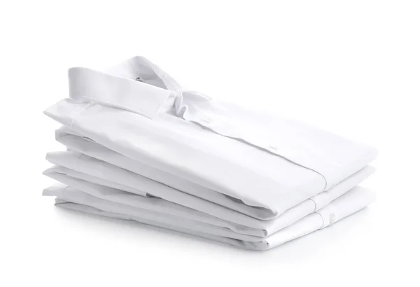 Stack Male Shirts White Background — Stock Photo, Image