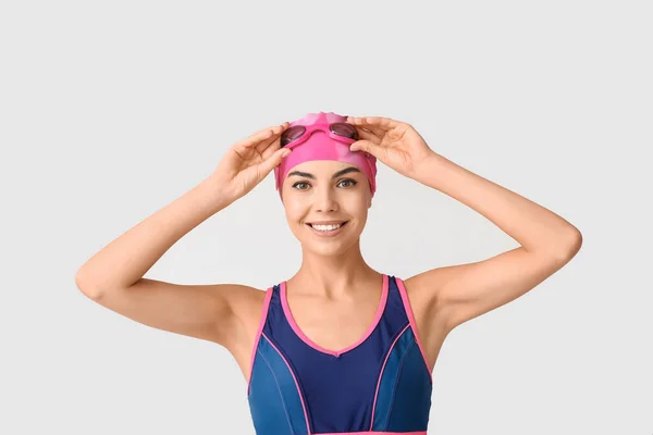 Nadadora Femenina Sobre Fondo Claro — Foto de Stock