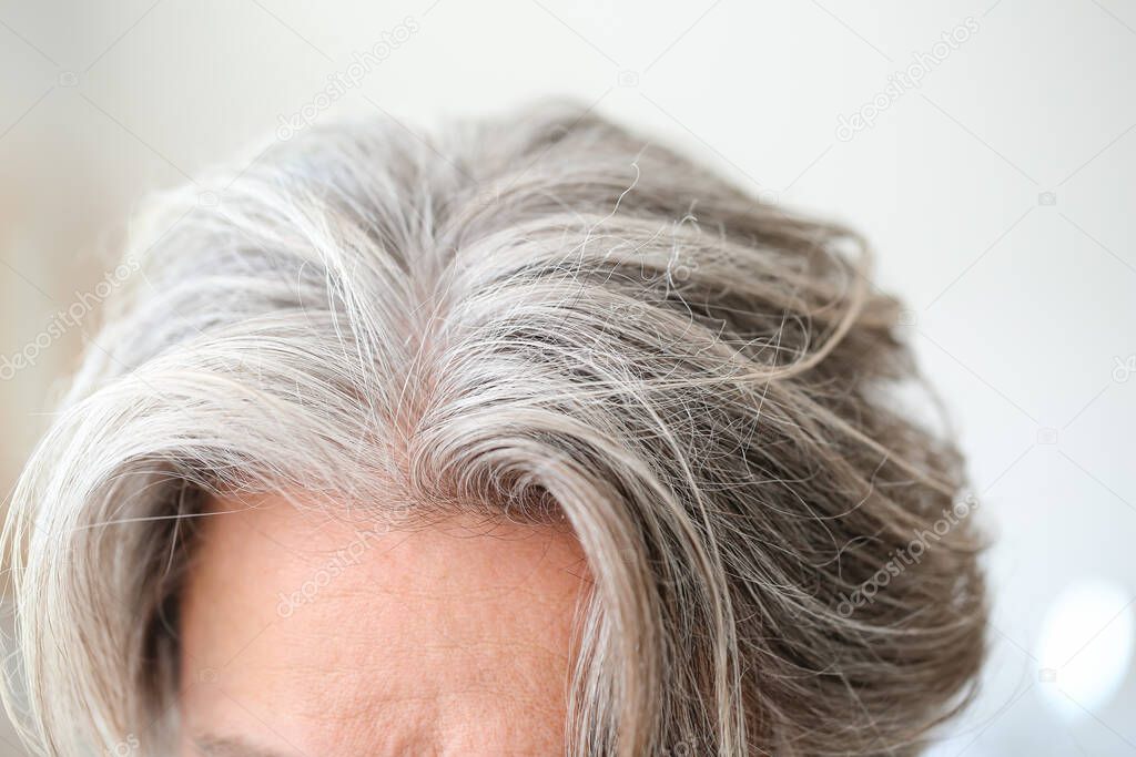 Mature man with grey hair, closeup