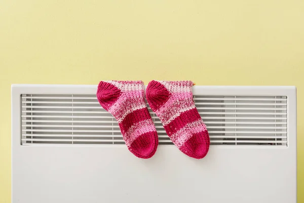 Warm Socks Radiator Concept Heating Season — Stock Photo, Image