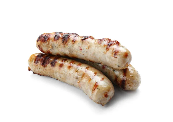 Delicious Grilled Sausages White Background — Stock Photo, Image