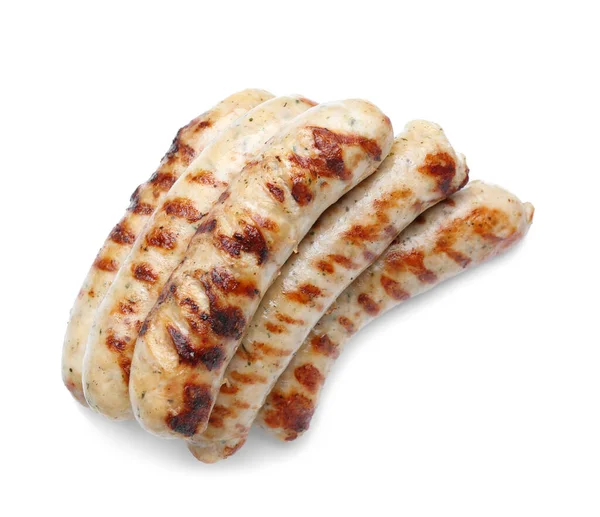 Delicious Grilled Sausages White Background — Stock Photo, Image