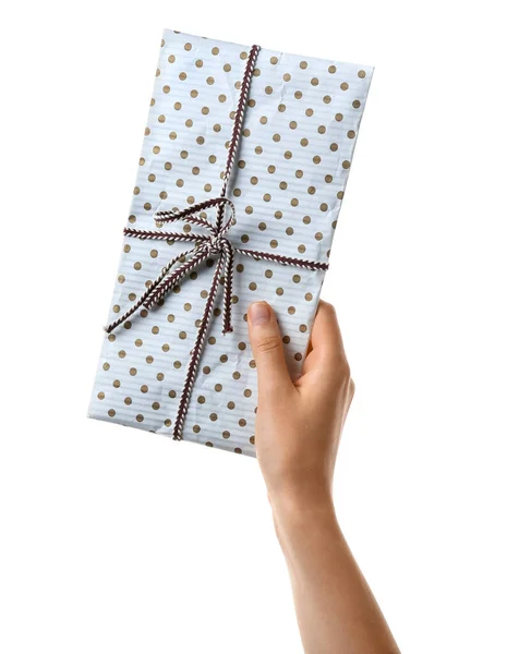 Hand Gift Box White Background — Stock Photo, Image