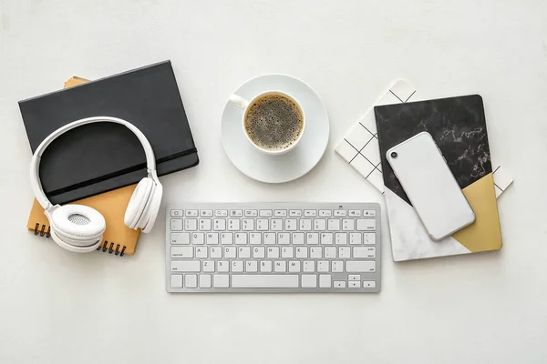 Computer Keyboard Notebooks Gadgets Workplace — Stock Photo, Image