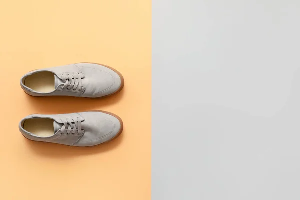 Zapatos Masculinos Casuales Sobre Fondo Color —  Fotos de Stock