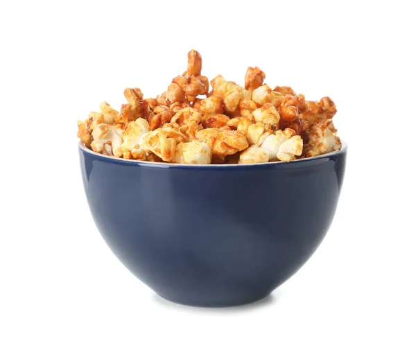 Schüssel Popcorn Isoliert Auf Weißem Hintergrund — Stockfoto