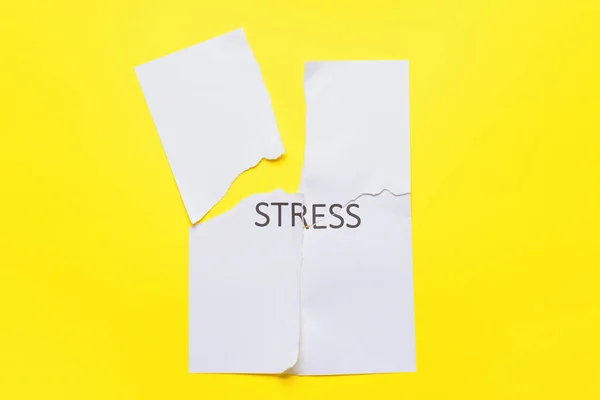 Foglio Carta Con Parola Stress Sfondo Colori — Foto Stock