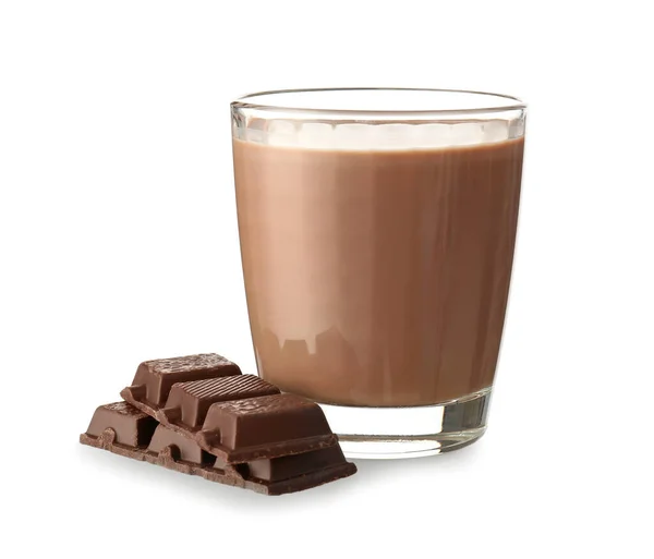 Vaso Sabrosa Leche Chocolate Sobre Fondo Blanco —  Fotos de Stock