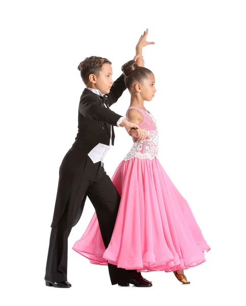 Cute Little Children Dancing White Background — Stock Photo, Image