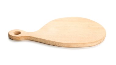 Beyaz arkaplanda tahta kesme tahtası