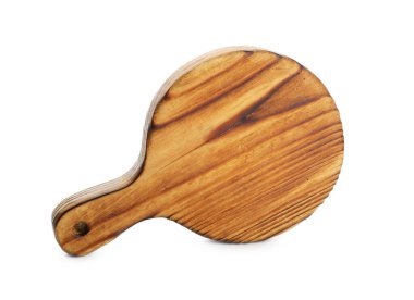 Beyaz arkaplanda tahta kesme tahtası