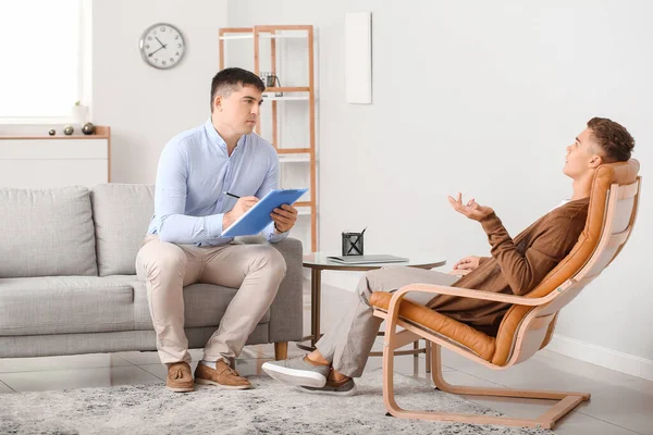 Psychologist Working Teenage Boy Office — Stock Photo, Image