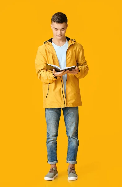 Teenage Boy Book Color Background — Stock Photo, Image