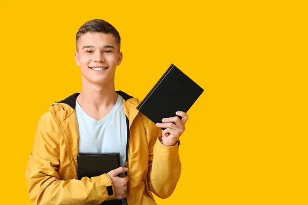 Teenage Boy Books Color Background — Stock Photo, Image