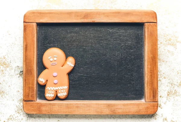 Gingerbread Cookie Chalkboard White Background — Stock Photo, Image