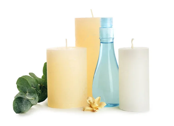 Aroma Candles Cosmetics White Background — Stock Photo, Image