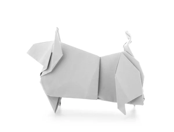 Origami Ταύρος Σύμβολο Του Έτους 2021 Λευκό Φόντο — Φωτογραφία Αρχείου