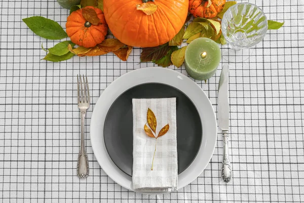 Beautiful Table Setting Thanksgiving Day Celebration — Stock Photo, Image