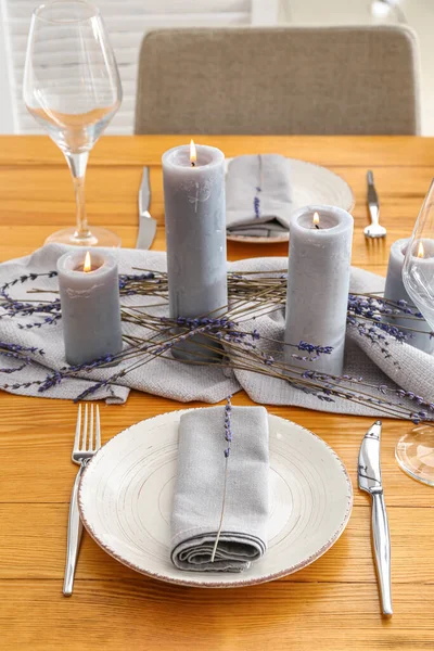 Beautiful Table Setting Candles — Stock Photo, Image