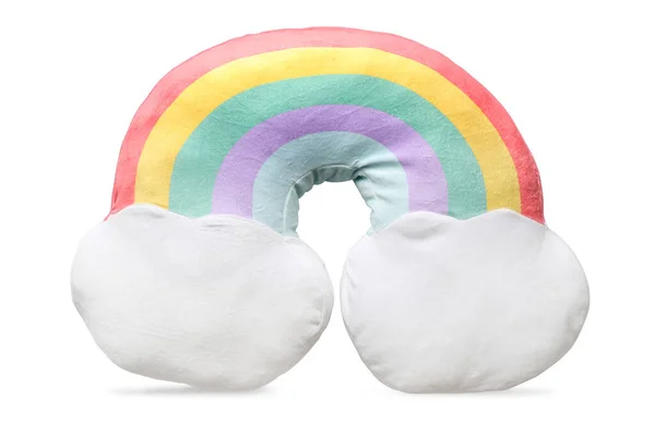 Soft Pillow Shape Rainbow White Background — Stock Photo, Image