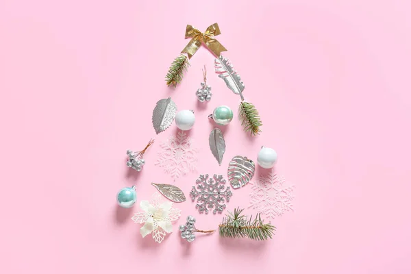 Mooie Kerstcompositie Kleur Achtergrond — Stockfoto