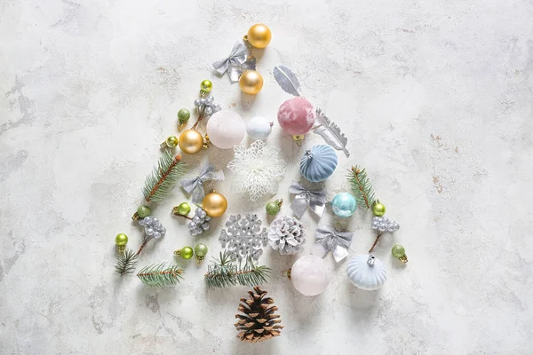 Gyönyörű Karácsonyfa Készült Dekoráció Fény Háttér — Stock Fotó