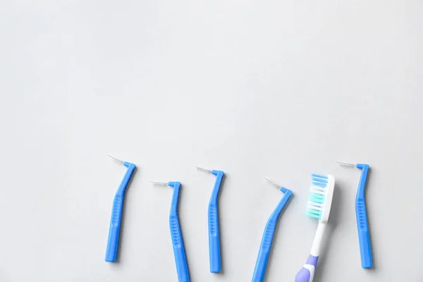 Toothbrushes Dental Braces White Background — Stock Photo, Image