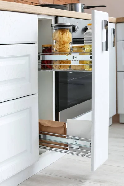 Glass Jars Products Shelf Drawer — Stock Photo, Image