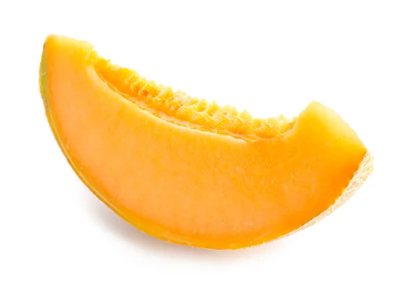 Słodki Melon Krojony Białym Tle — Zdjęcie stockowe