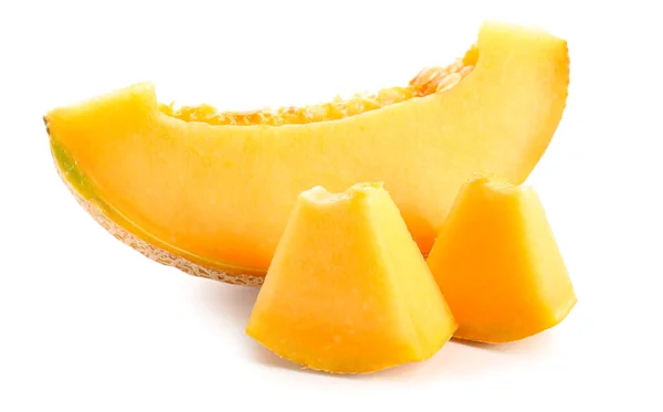 Süß Geschnittene Melone Auf Weißem Hintergrund — Stockfoto