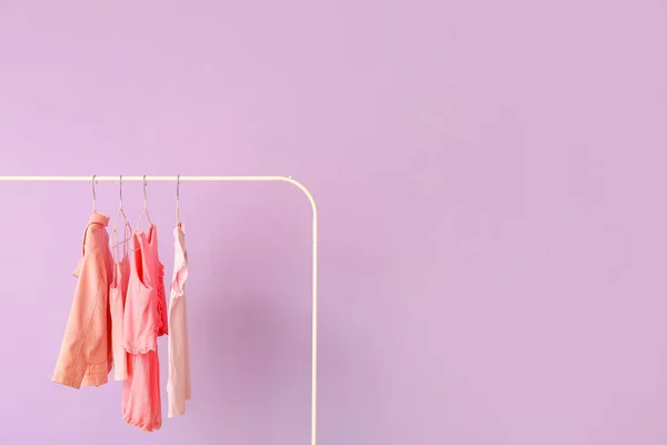 Rack Clothes Color Background — Stock Photo, Image