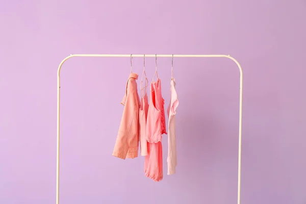 Rack Clothes Color Background — Stock Photo, Image