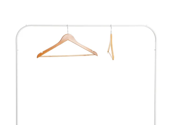 Rack Clothes Hangers White Background — Stock Photo, Image