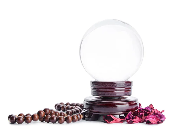 Crystal Ball Fortune Teller Beads White Background — Stock Photo, Image