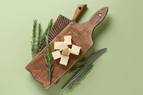 Chopping Boards Fresh Butter Color Background — Stock Photo, Image